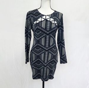 NWOT Charlotte Russe Lattice Chest Long Sleeve Bodycon Dress